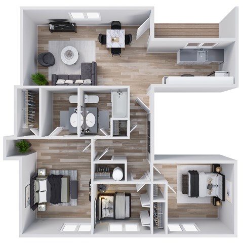 Floor plan for 3 beds, 1.5 baths, 1160 sqft